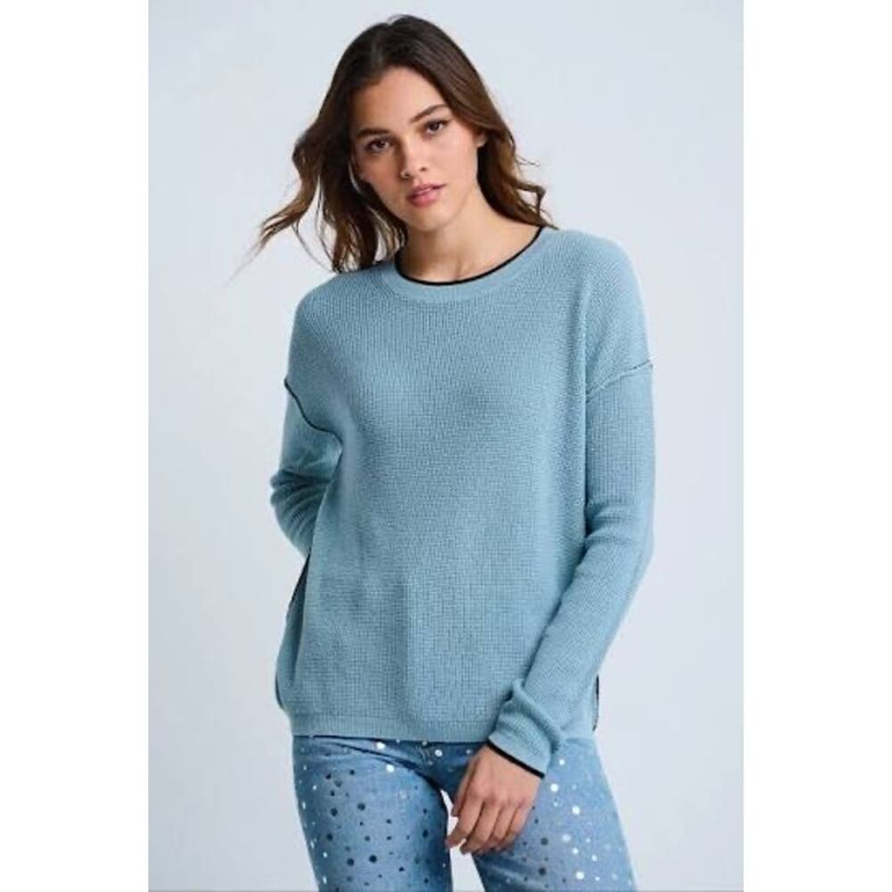 Lisa Todd Around Town Blue Crew Neck Lightweight Sweater XS NEW Minimalist